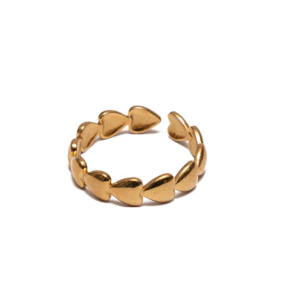 Heart-Shaped Ring - 18k Gold Plated (Adjustable)