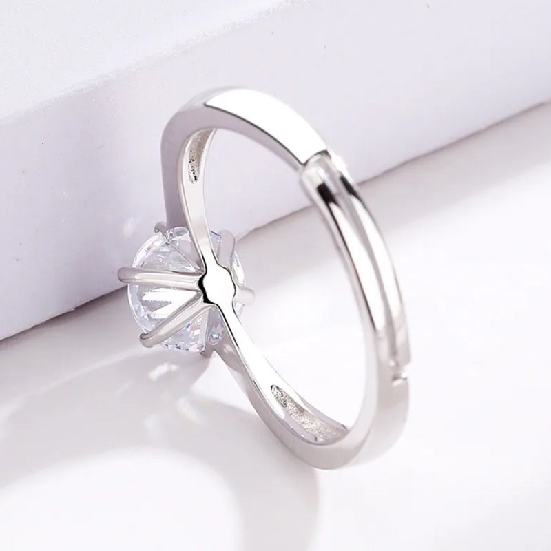 Round Solitaire 925 Silver Ring