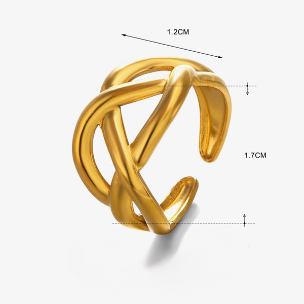 Woven Open Band Ring - 18k Gold Plated (Adjustable)