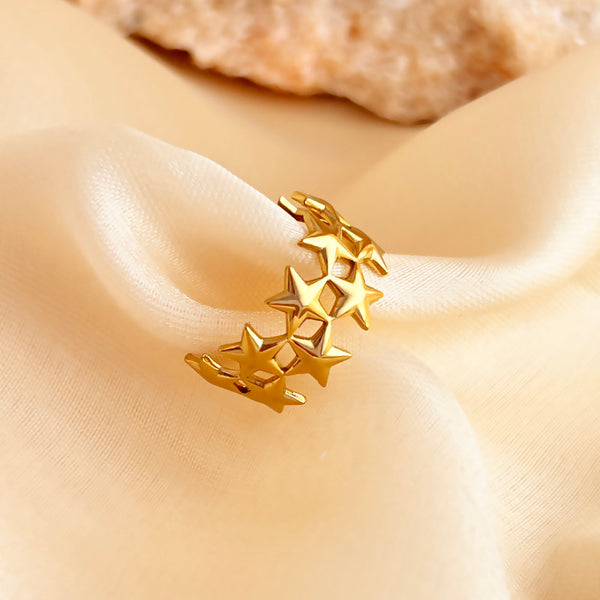 Double Starry Ring - 18k Gold Plated (Adjustable)