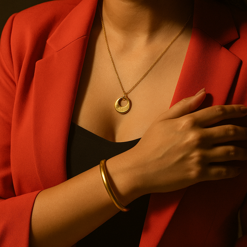 Round Gold Bangle - 18k Gold Plated