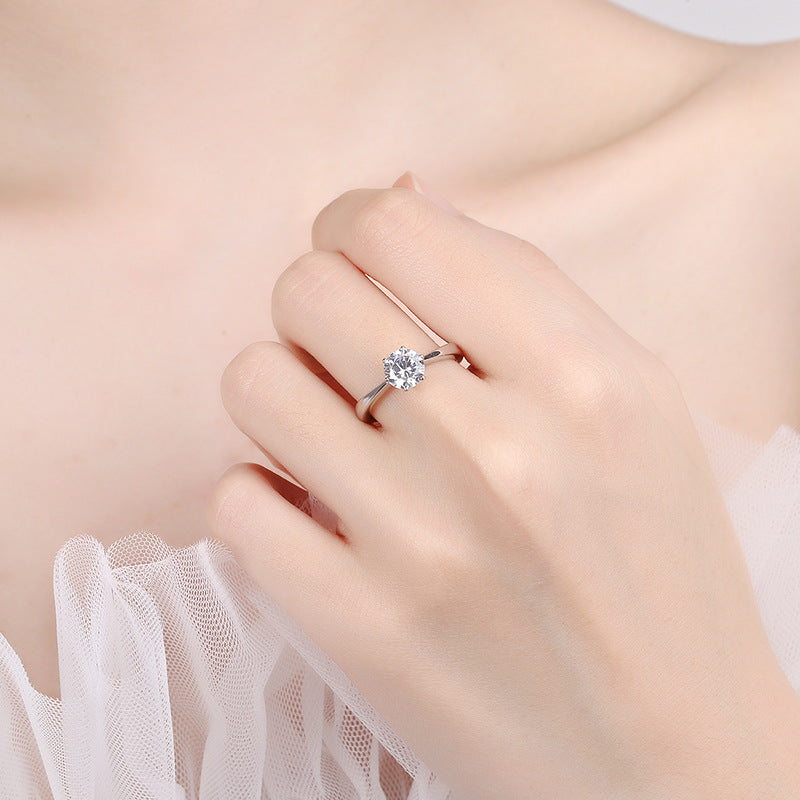 Round Solitaire 925 Silver Ring