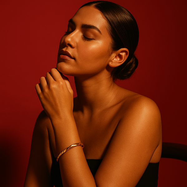 Wavy Bangle Bracelet - 18k Gold Plated